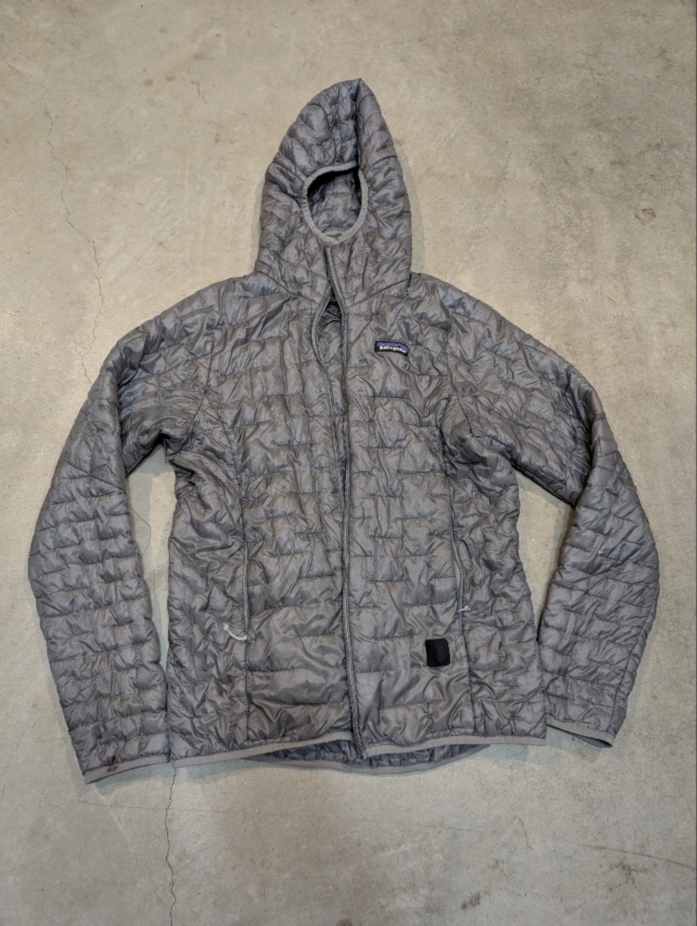 Patagonia Micro Puff Hoody Women's M Gray Flaws No Zipper